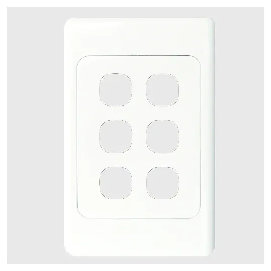 GSME Switch Cover Plate Flush Mount Standard 6 Gang Vertical White | COSWPV6G
