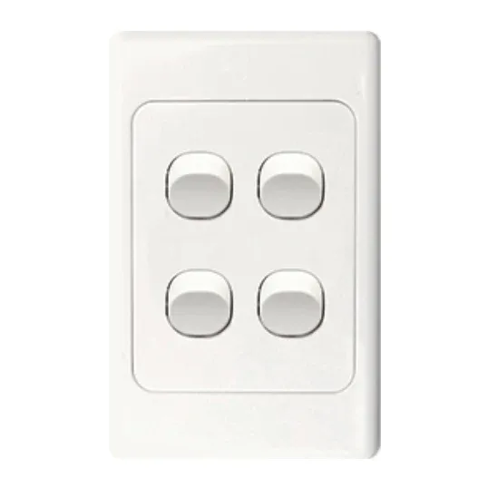 GSME Switch Plate Flush Mount Standard 4 Gang 16A/10AX 250V Vertical White | COSWV4G