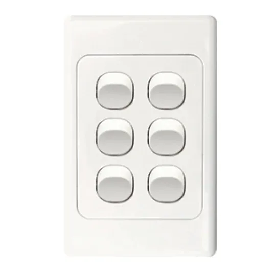 GSME Switch Plate Flush Mount Standard 6 Gang 16A/10AX 250V Vertical White | COSWV6G
