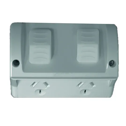 GSME GPO Switched Outlet Weatherproof Surface Mount Standard 2 Gang 10A 250V IP54 Grey | HPPP2G