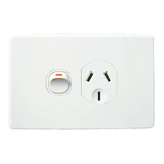 GSME Single Power Point Flush Mount Standard 10A 250V Horizontal White | PUPP1G
