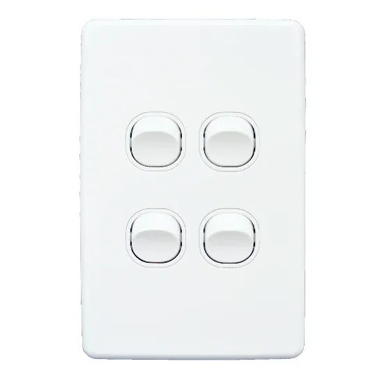 GSME Switch Cover Plate Flush Mount Standard 4 Gang 16A/10AX 250V Vertical White | PUSWV4G