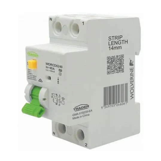 GSME Residual Current Device 40Amp 6kA 30mA 2 Module 2 Pole | WORCD6240