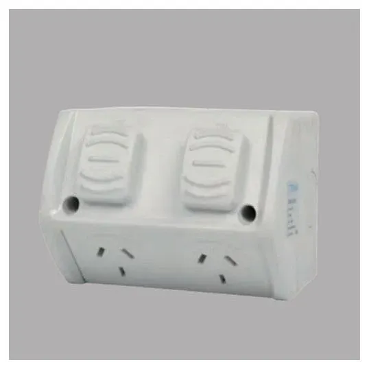 Tesla Double Weatherproof Socket 250VAC 10A IP53 | TESWPGPO2N