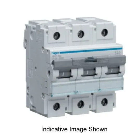 Hager Miniature Circuit Breaker C Curve 100Amp 15 kA 3Pole 4.5Module 81mm DIN Rail Mount | HMC390T