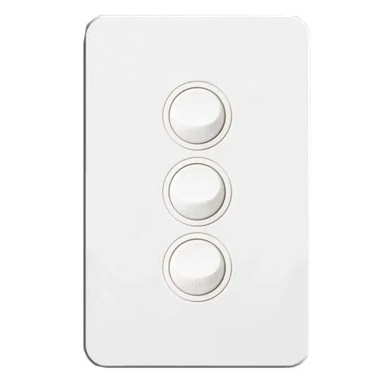 Hager Silhouette Switch Flush Mount Rocker Standard 3 Gang 16A AX 250V 2 Way Vertical White | WBSSV3