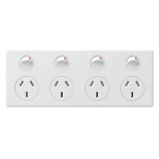 Legrand Power Point Flush Mount Standard 4 Gang 10A 240V 1 Pole Horizontal White | ED7774WE