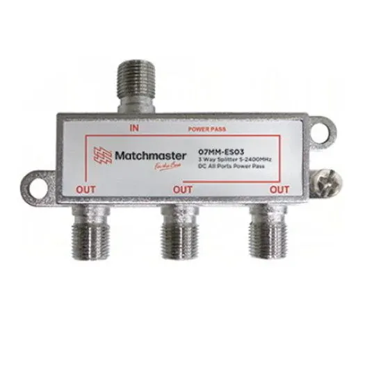 Matchmaster TV Splitter 3 Way 5-2400MHz 6.8dB Terrestrial 10.5dB SAT | 07MM-ES03