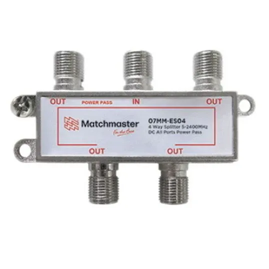 Matchmaster TV Splitter 4 Way 5-2400MHz 6.8dB Terrestrial 11dB SAT | 07MM-ES04