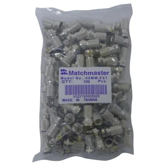 Matchmaster TV Cable Connector RG6 Twist On F 10 Pack | 08MM-F6T