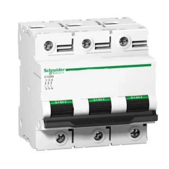 Schneider Miniature Circuit Breaker C Curve 100Amp 10 kA 3Pole 4.5Module 81mm DIN Rail/Clip-On Mount | A9N18367