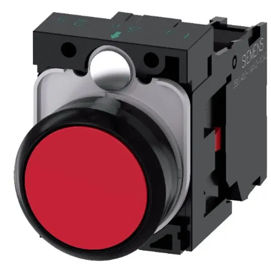 Siemens Sirius ACT Pushbutton 22mm Round Flat Momentary 1NC Plastic Red | PB-P-RED