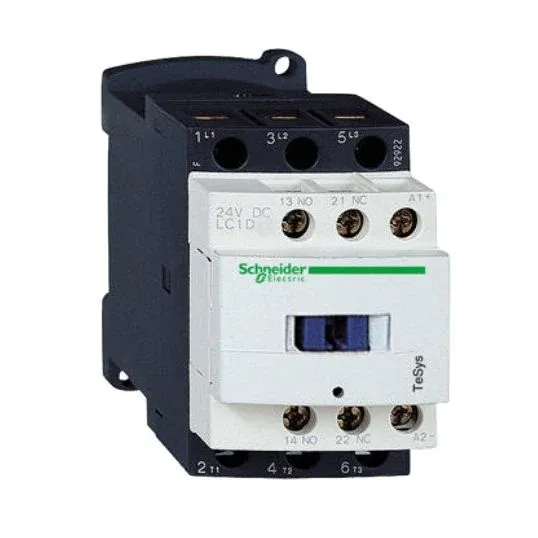 Schneider Contactor General Purpose AC Operated 3 Pole 7.5kW 18A AC3 32A AC1 240V 1NO-1NC Auxilary DIN Rail/Plate Mount | LC1-D18U7