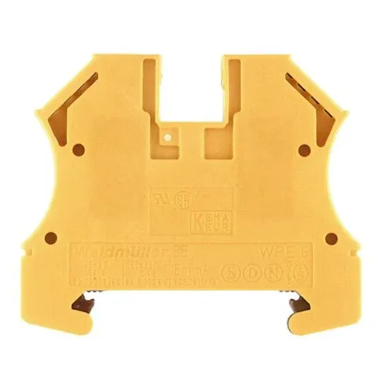 Weidmuller Rail PE Terminal Block 6mm 2 Wire Screw Connection Wemid Green/Yellow | 1010200000