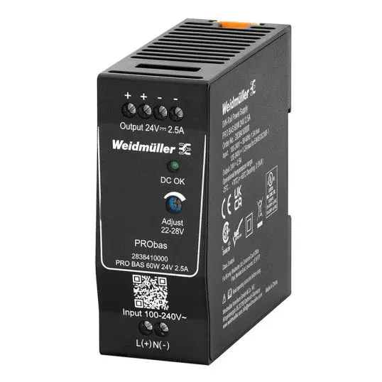 Weidmuller Power Supply PRO BAS 60W 24V 2.5A | 2838410000