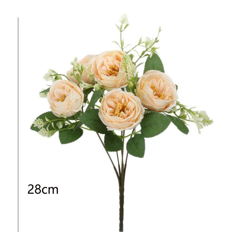 Artificial-flower-5-stems-of-Champagne-Peony