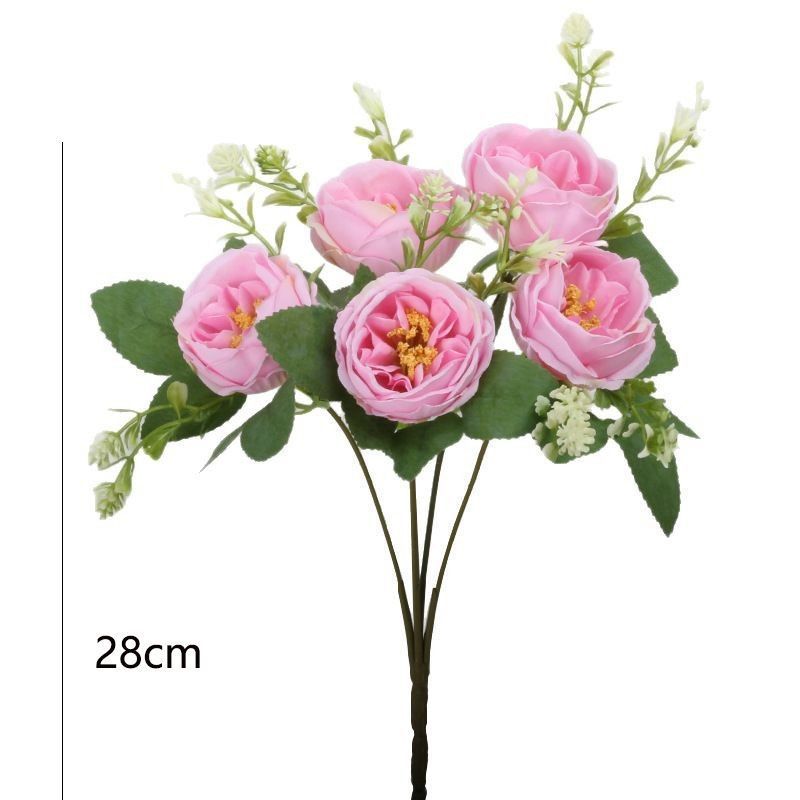 Artificial-flower-Pink-peony-flowers-5stems-per-bunch