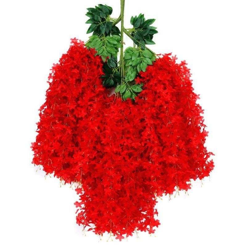 ArtificialLilacWisteriaFlowers-BrightRed-110CM-12-StemPack