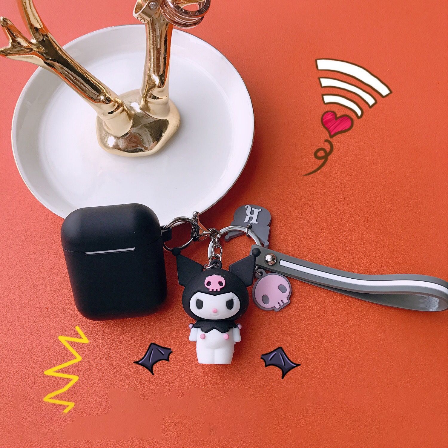 Black set + little devil pendant Apple AirPods pro