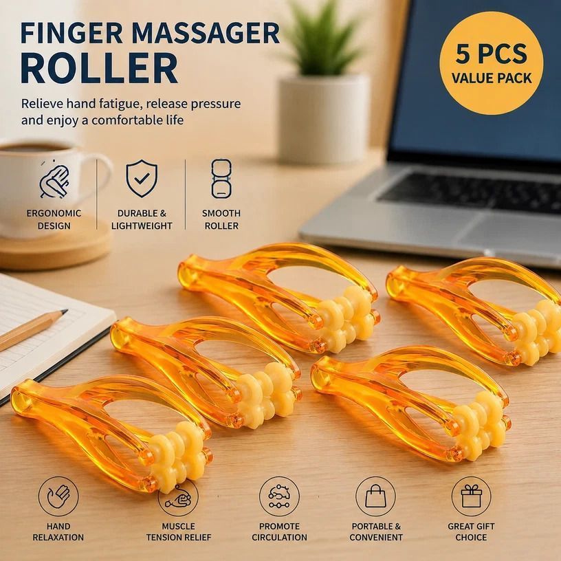 Elastic Finger Roller Massager Hand Fatigue Relief 5Pcs