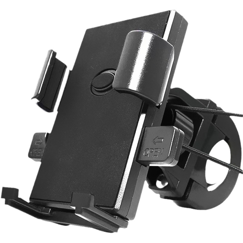 Phone Stand - Bike Phone Holder - Anti-slip Design - Lock in One Second - 360° Rotation - Suitable for Bicycle and Motorcycle Handlebars from 15mm to 28mm, Compatible with Smartphones from 4.7 to 7.1 Inches - Black