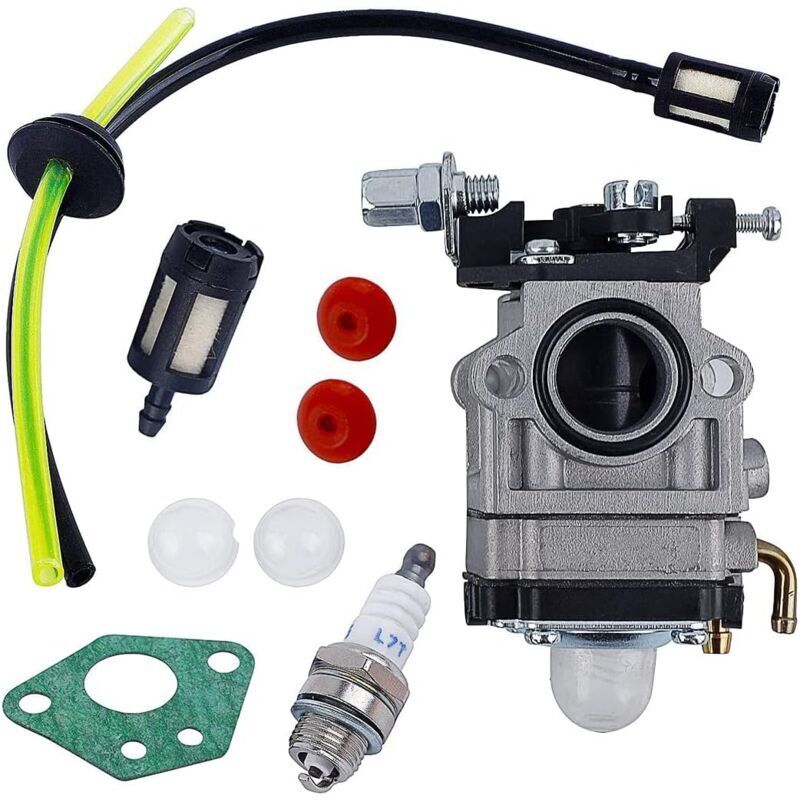 Carburetor Brushcutter 52cc 49cc 43cc Carburetor Carburetor Kit with Gasket, Hose, Spark Plug and Fuel Filter, by DEBUNS