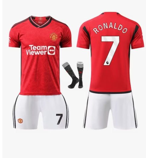23-24 Manchester United Home Kids Football Shirt No. 7 Ronaldo 24