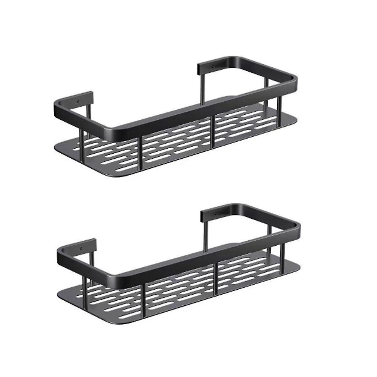 2pcs Bathroom Shelf No Drilling Wall Mount Corner Shelf Shower Storage Bracket Toilet Makeup Organization