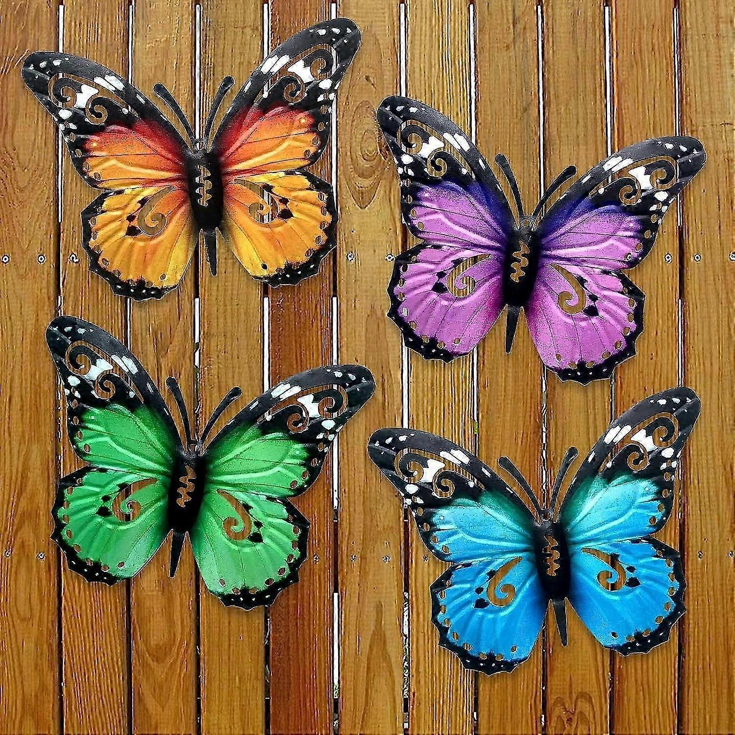10.6" Metal Butterfly Wall Decor, Butterflies Indoor Outdoor Hanging Wall Art for Patio Garden Yard Fence Home Living Room