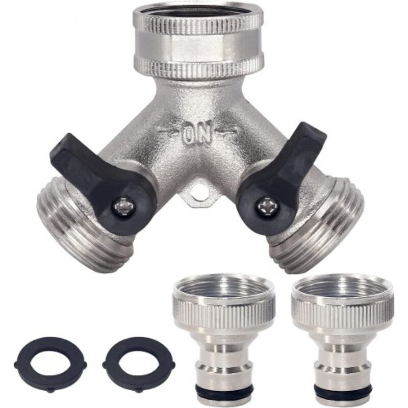 2-way Brass Hose Splitter with Quick Connect for 3/4"
