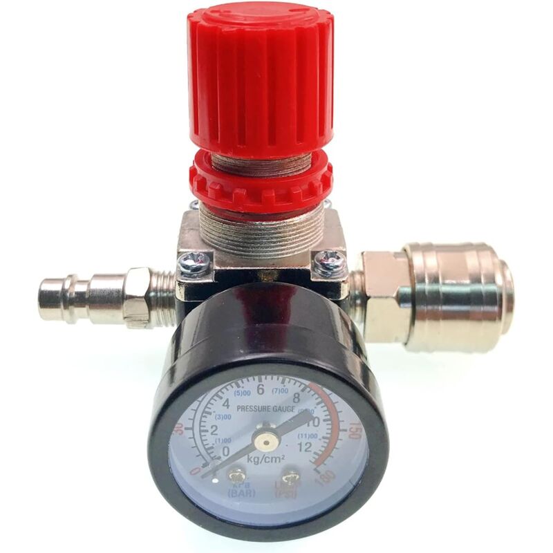 Air Compressor Pressure Regulator, 1/4" Pneumatic Pressure Regulator, Pressure Control Valve with Connection 140 PSI 12 Bar