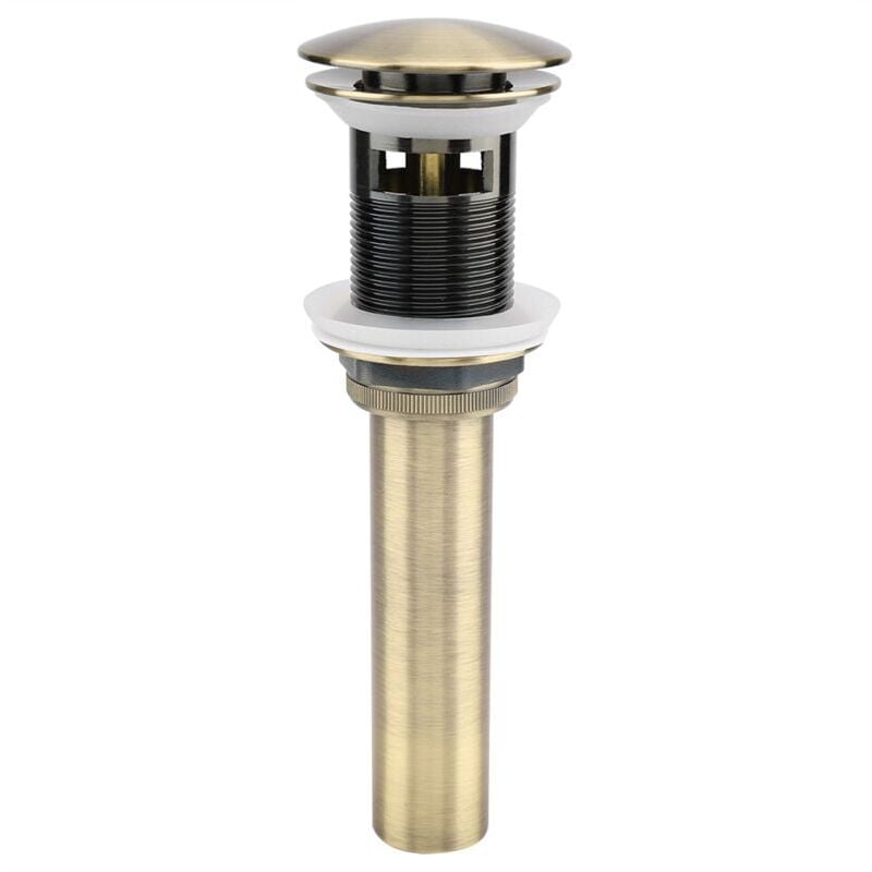 G1 1/4" Pop-up Retro Sink Plug Waste Click-clack Drain with Overflow Bronzed Brass Universal Sink Drain Valve Basin Siphon - with Overflow