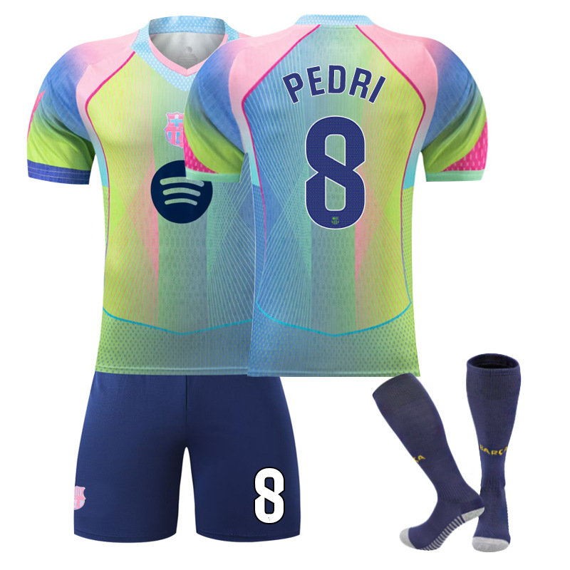 26 Barcelona special edition No. 10 Yamar Pedri 11 Rafinha 14 Rashford kids football shirt NO.8 socks 24#