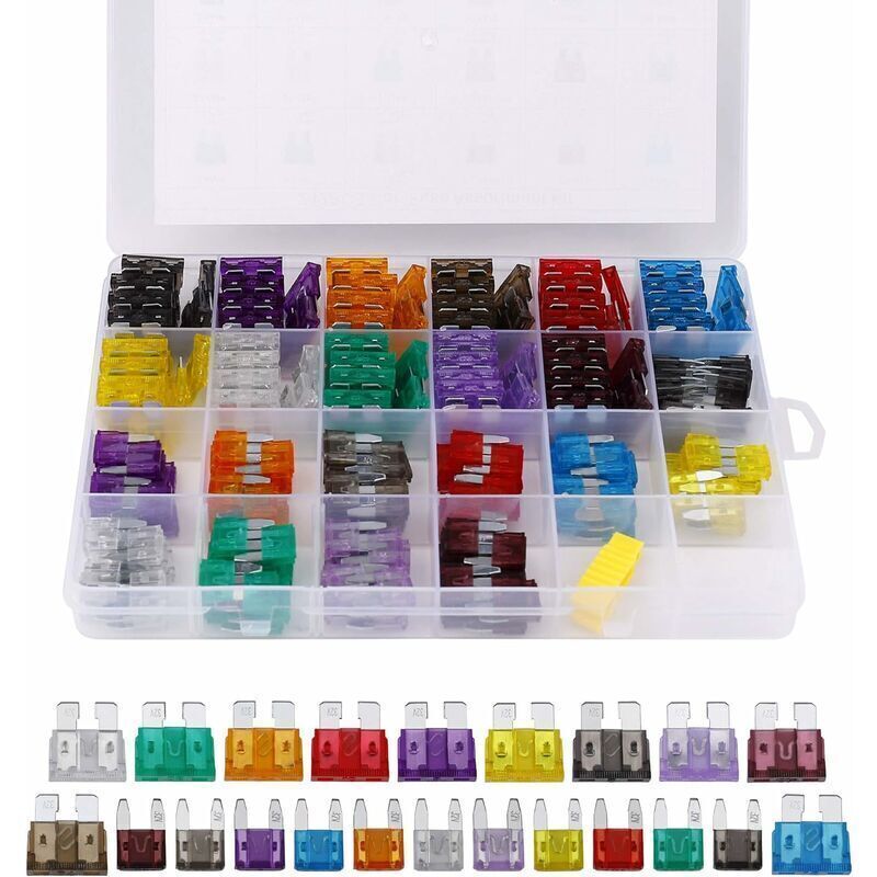 Car Fuse Auto Mini Fuses Assorted Kit 2A 3A 5A 7.5A 10A 15A 20A 25A 30A 35A 40A with Clip Storage Box 242 pcs, by DEBUNS