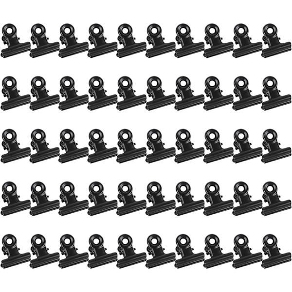 50 Pieces Hinged Metal Clips Strong Spring Black Bulldog Clip 22mm Metal Clips Small Paper Clip for Files Food Bags Photo