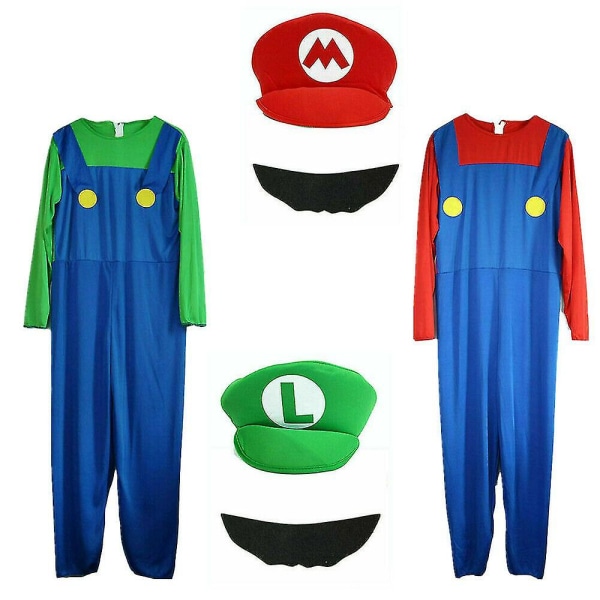 Super Mario Bros. Costume for Adults Men Cosplay Costume Green L Green Green L