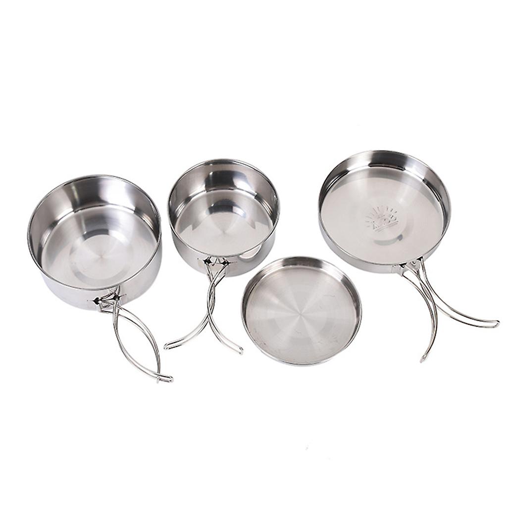 pcs Stainless Steel Pots/Frying Pan/Lid for Outdoor Camping Cooking
