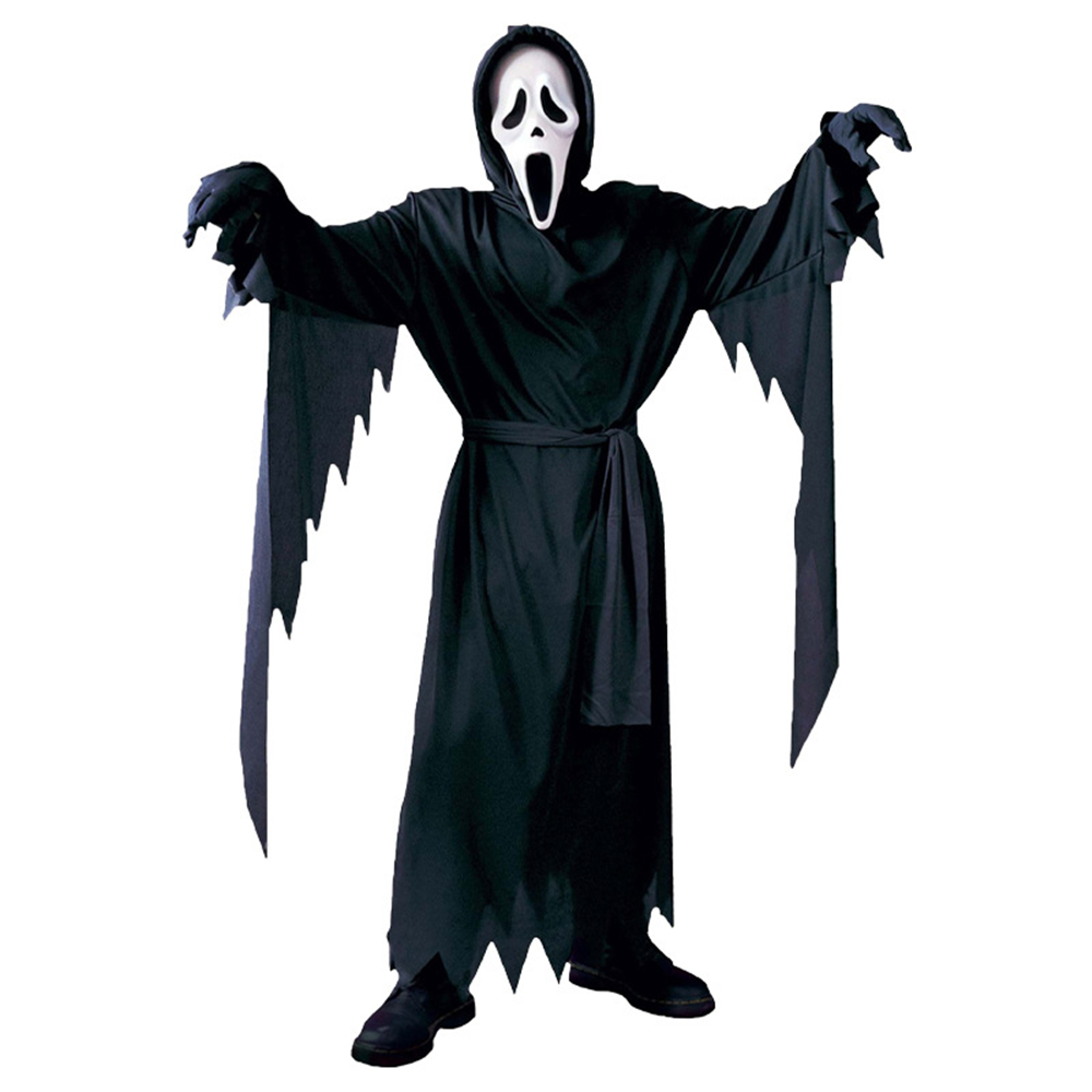 Scream Ghostface Black Halloween Scary Costume, Men, Adult Size Halloween Masquerade Costume S