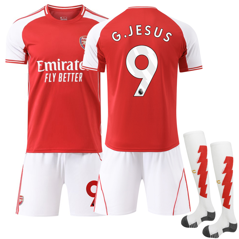 2025-2026 Arsenal Home Kids Adult Football Shirt Kit with Socks No.9 G.JESUS No.9 G.JESUS 24