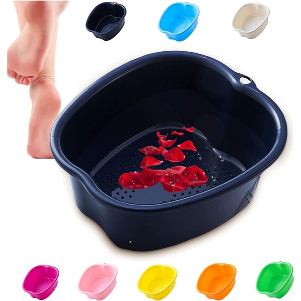 Large Foot Bath Bowl Thickened Solid Plastic Foot Basin Soaking Basin Foot Bath Foot Bath Foot Therapy Healthy Detoxification Relaxation (Black) black