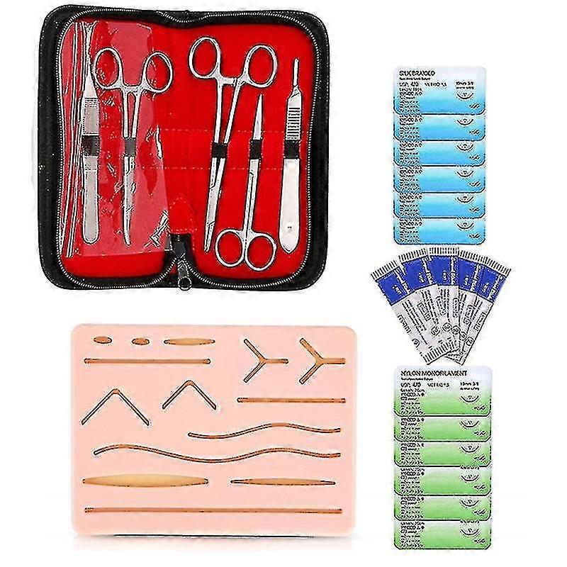 Complete Suture Kit for Students, Including Silicone Suture Plate and Suture Tool Practice Kit