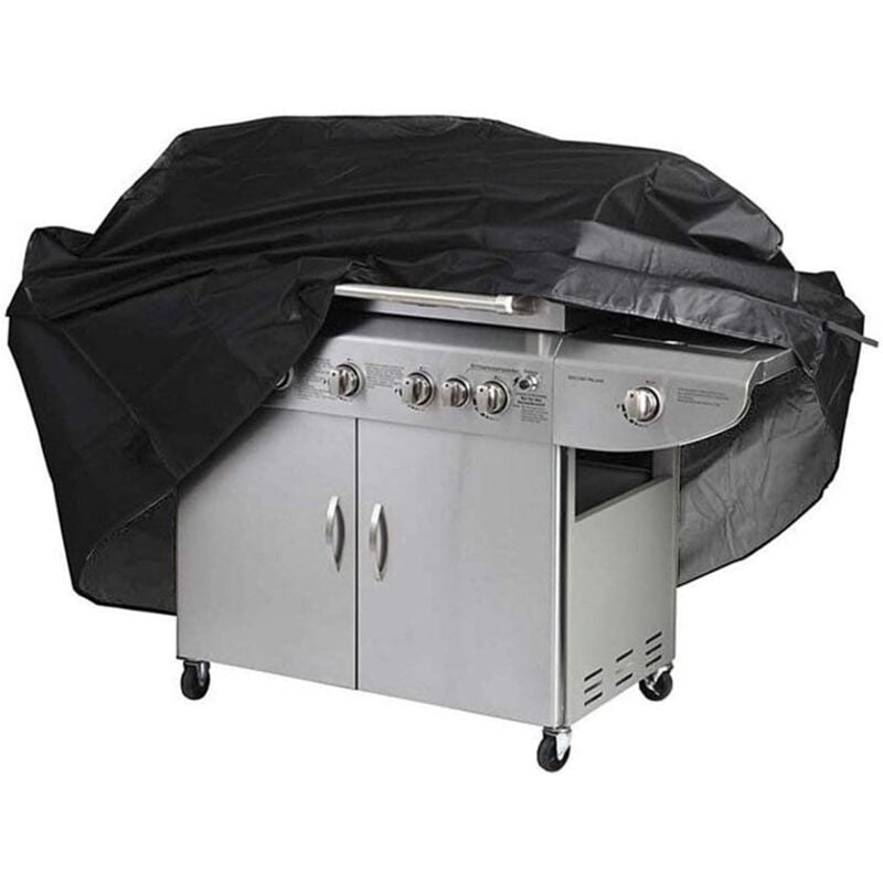 Grill Cover BBQ Protective Tarpaulin Anti-UV Anti-water Anti-moisture with Storage Bag Black (170 x 61 x 117cm)