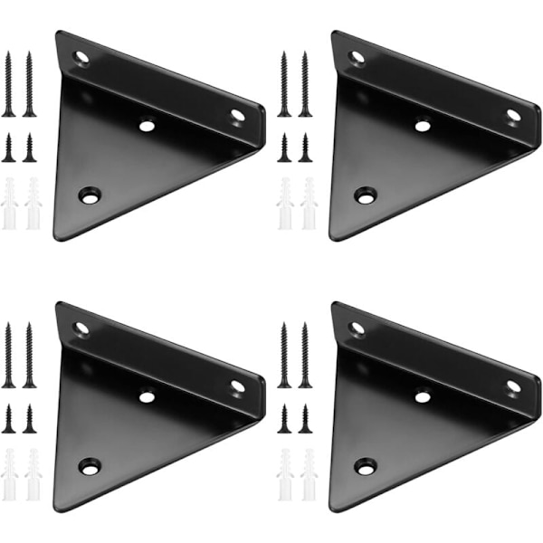 Floating shelf brackets, invisible triangular edges.