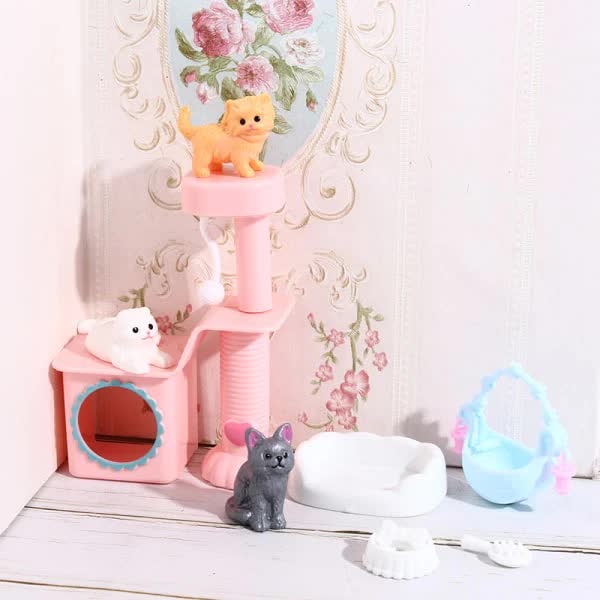 Doll Pet Cat Accessories Dollhouse Furniture and Toys for Barbies Random Color Onesize