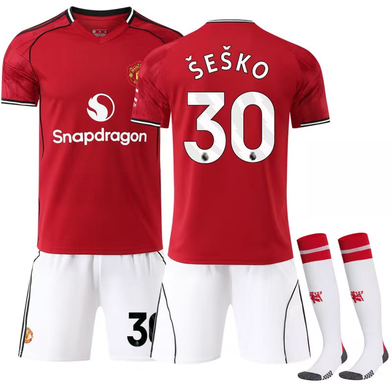 2025-2026 Manchester United Home Shirt Kids Football Kit No.30 Sesko No.30 Sesko Adult XXL