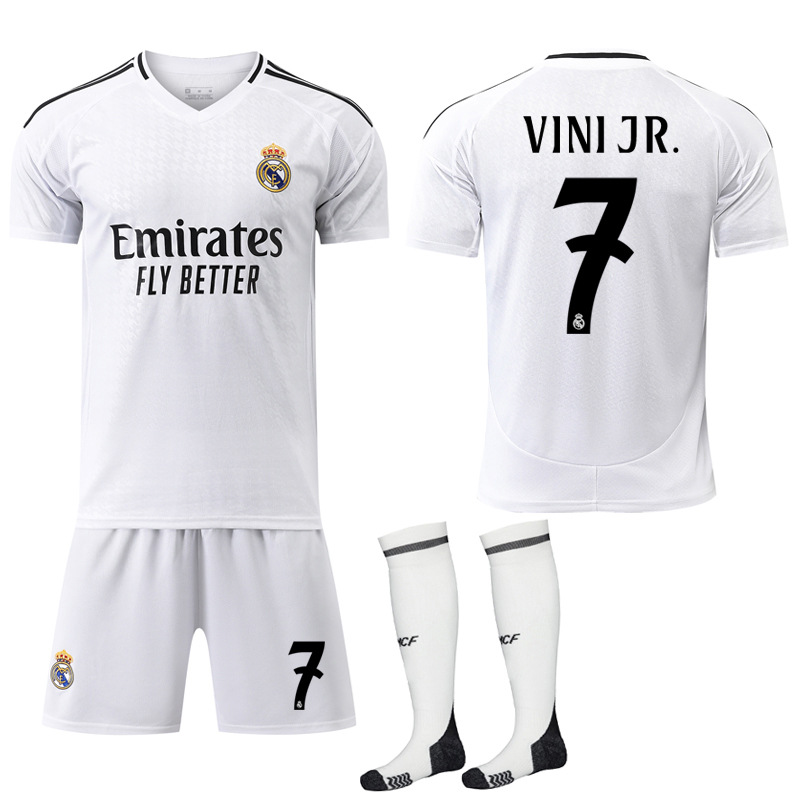 2024-2025 Real Madrid Home Kids Adult Football Shirt with Socks No.7 VINI JR No.7 VINI JR 22