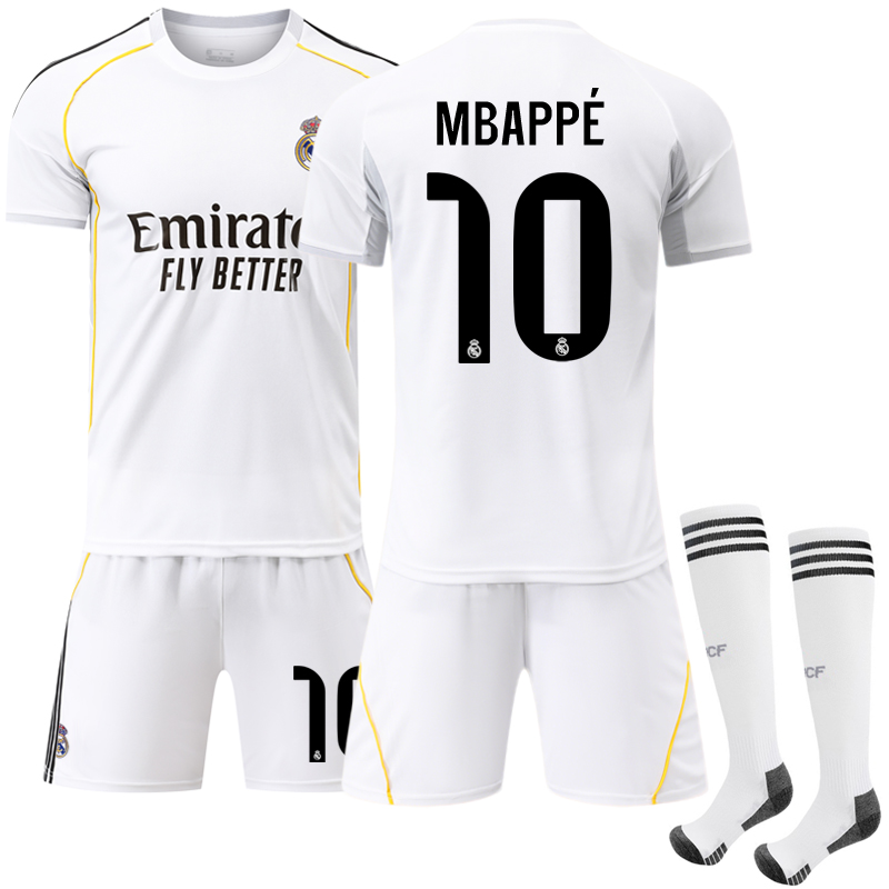 2025-2026 Real Madrid Home Kids Adult Football Shirt No. 10 Mbappe No. 10 Mbappe Adult XXL