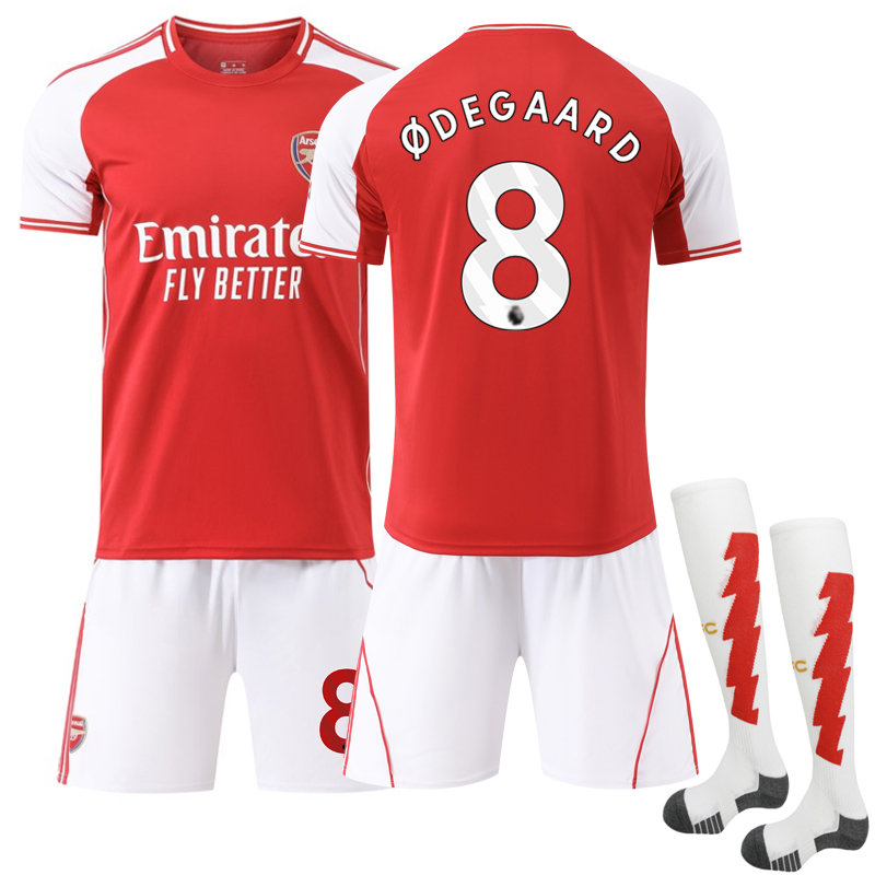 2025-2026 Arsenal Home Kids Adult Football Shirt Kit with Socks No.8 ØDEGAARD No.8 u00d8DEGAARD 24