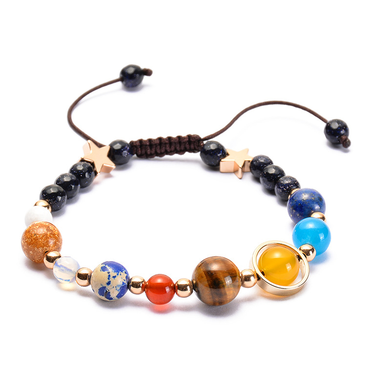 Solar System Bracelet for Men and Women, Universe Galaxy Eight Planets Guardian Star Natural Stone Beads Bracelet Gift Eight Planets 1—yux Eight Planets 1