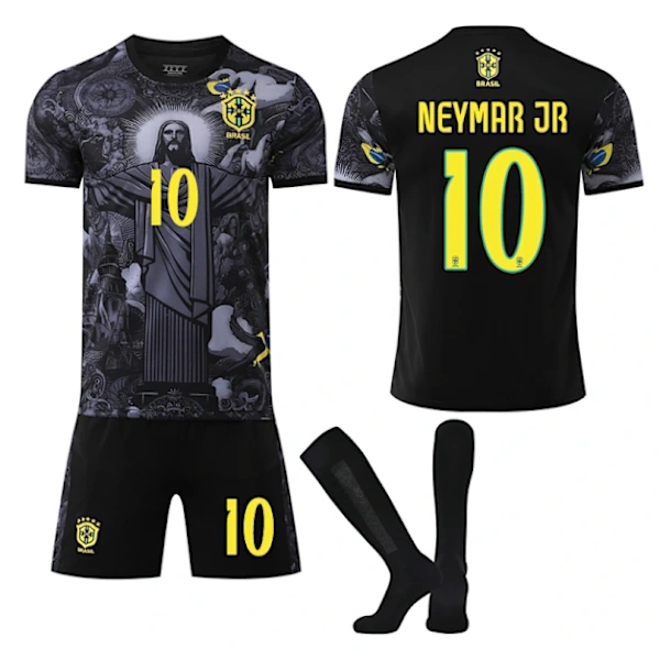 2025-2026 Brazil Short Sleeve Football Shirt Kids Adult With Socks No.10 Neymar black M